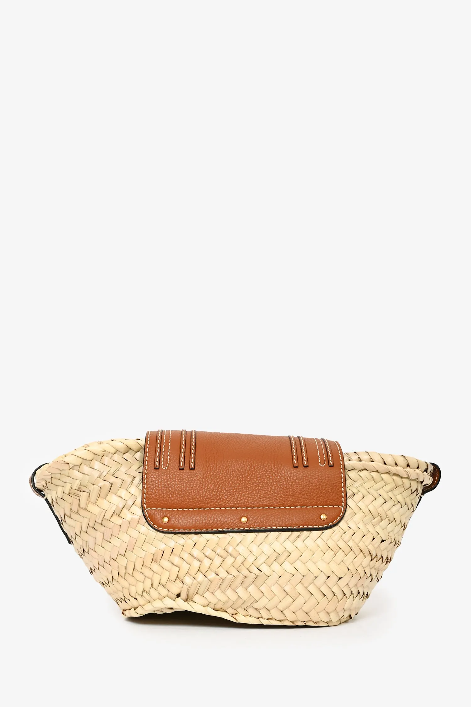 Chloe Brown Leather/Raffia 'Marcie' Basket Tote