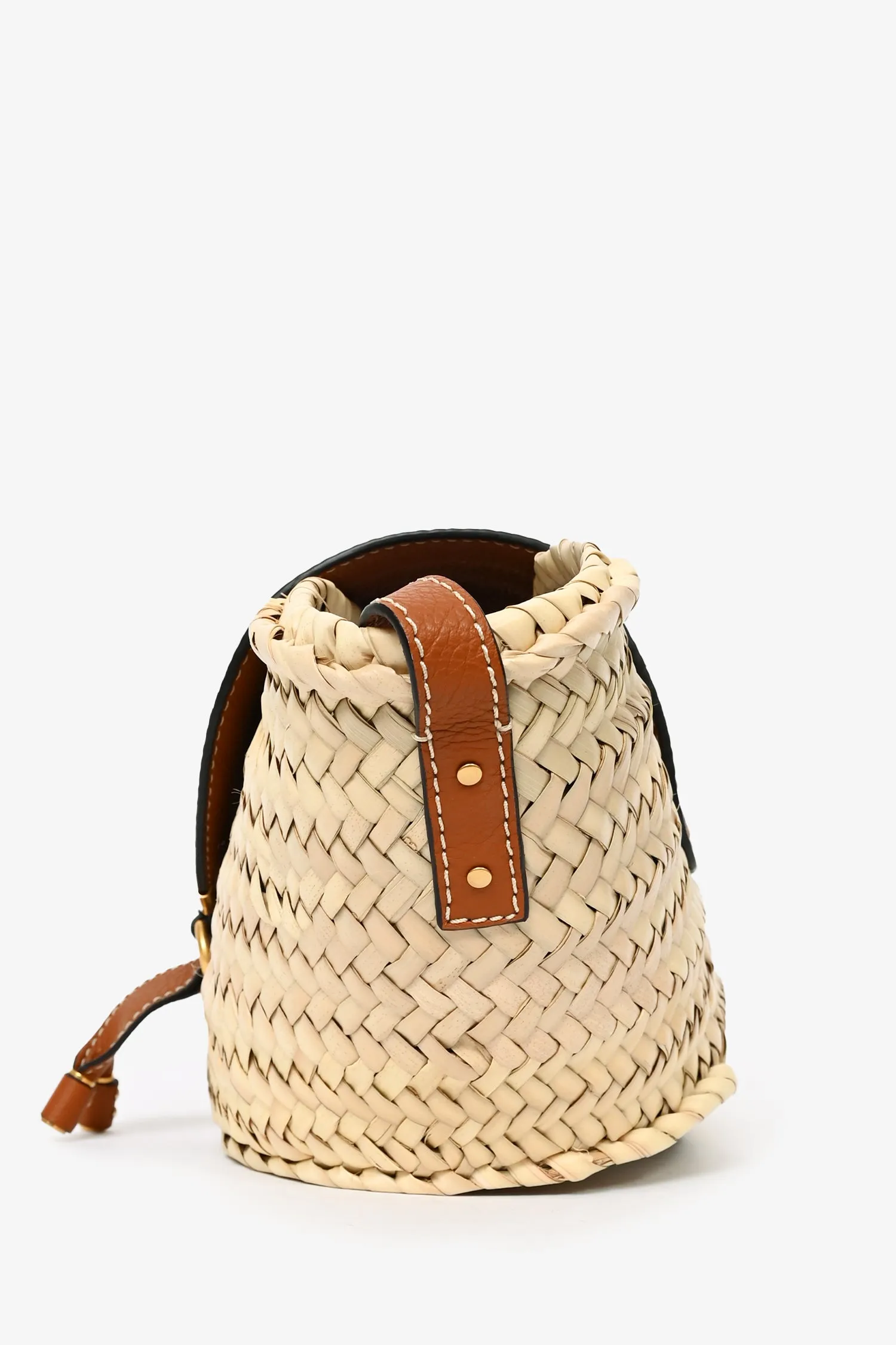 Chloe Brown Leather/Raffia 'Marcie' Basket Tote