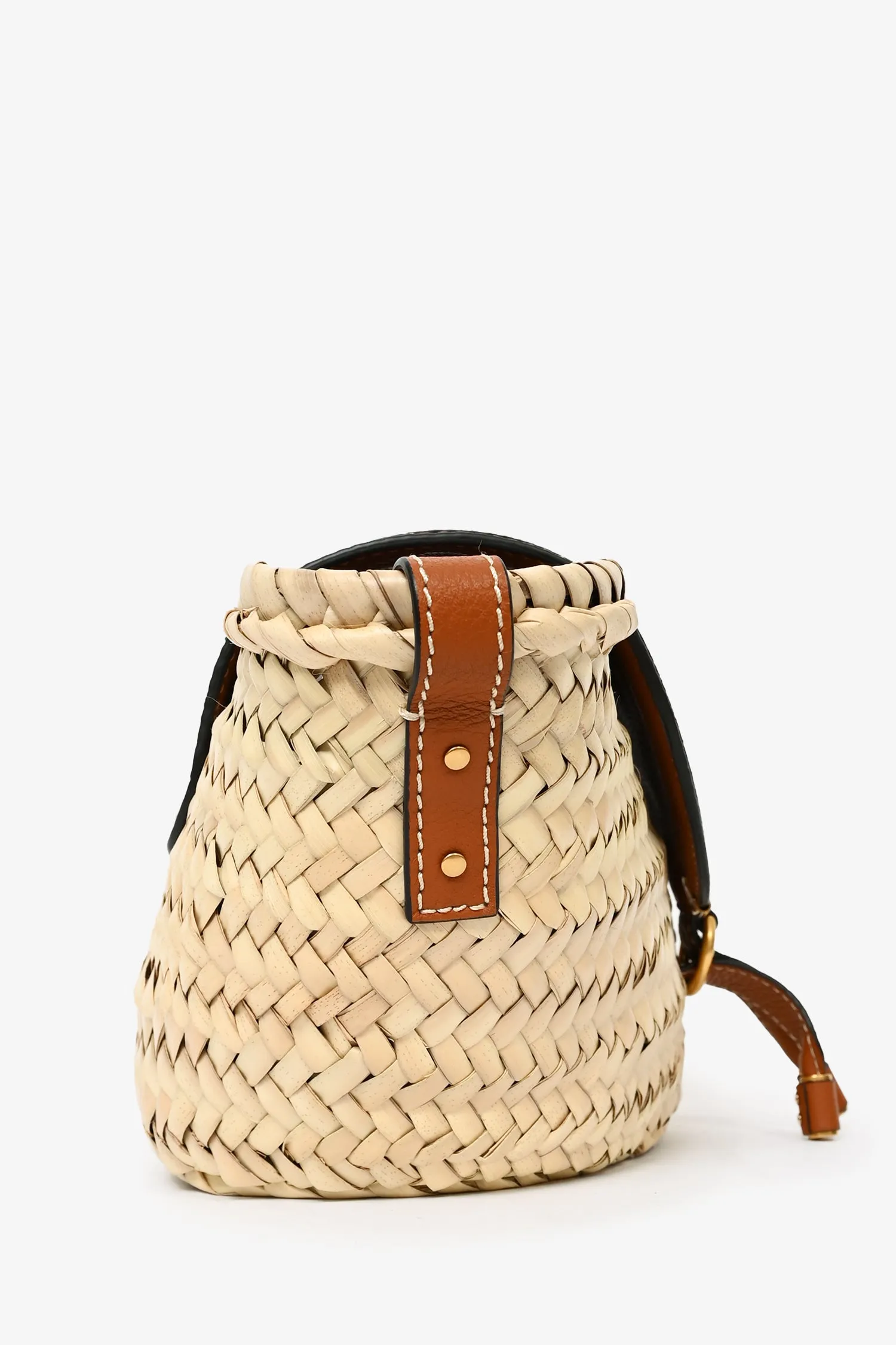 Chloe Brown Leather/Raffia 'Marcie' Basket Tote