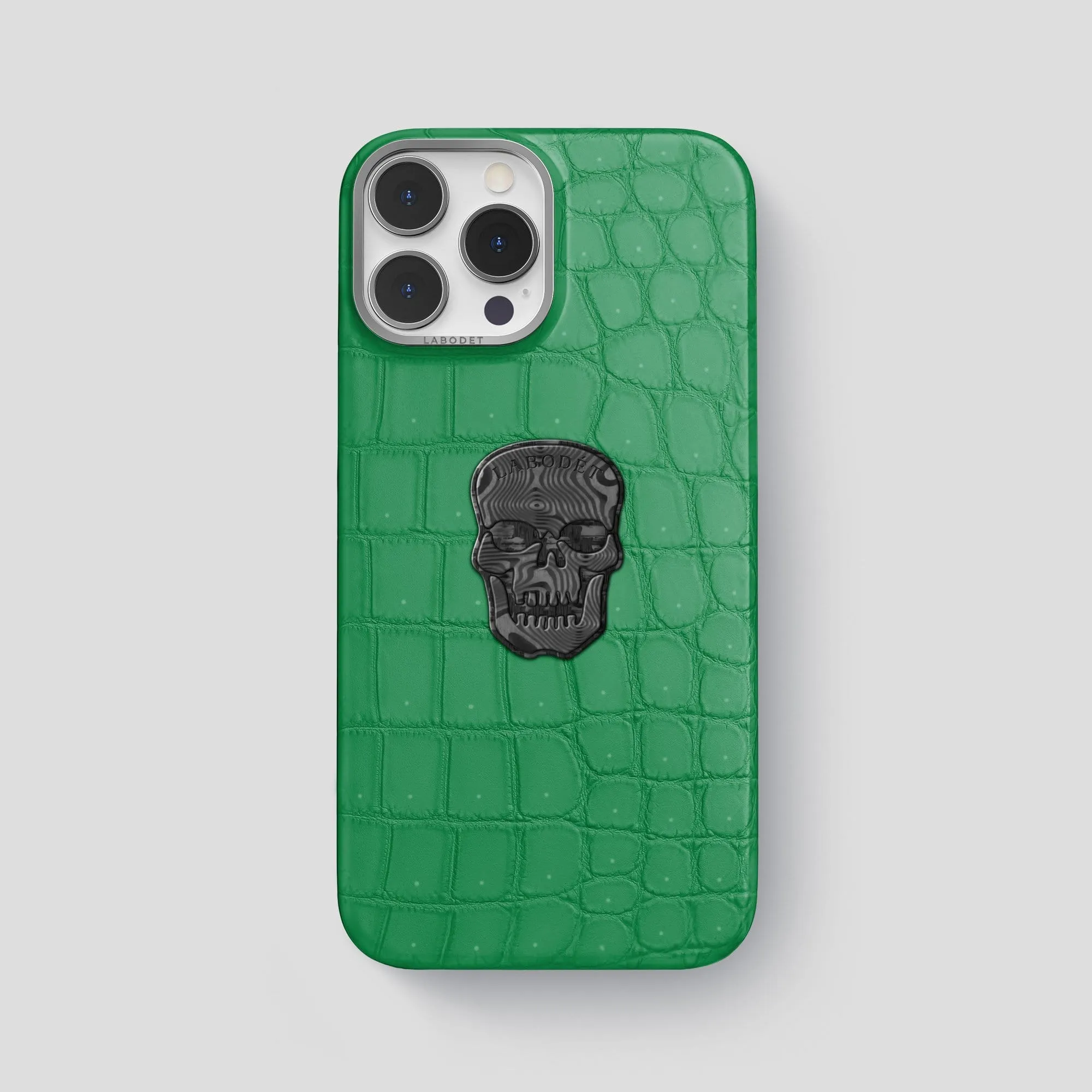 Classic Case with Carbon Skull For iPhone 13 Pro Max In Porosus Crocodile
