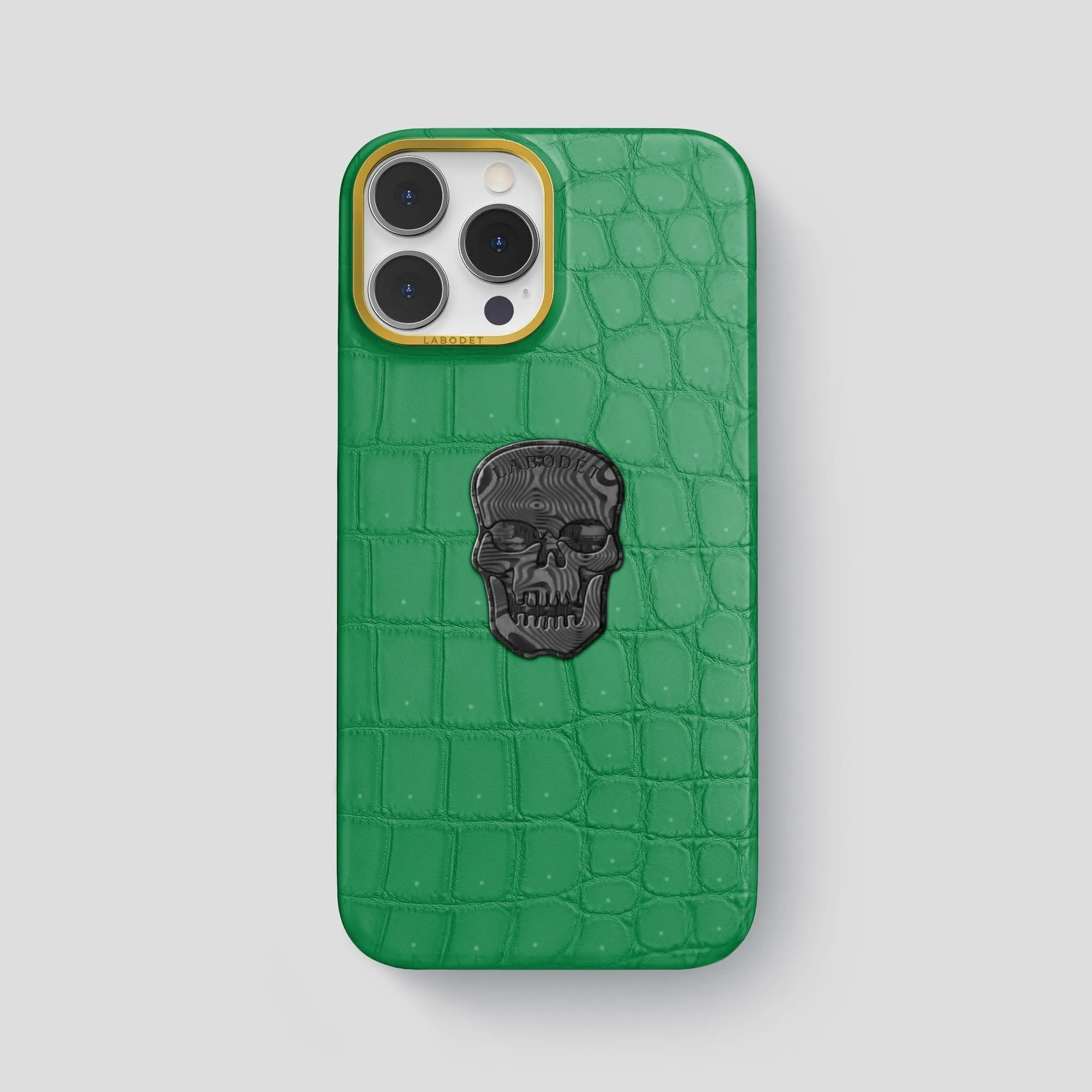 Classic Case with Carbon Skull For iPhone 13 Pro Max In Porosus Crocodile