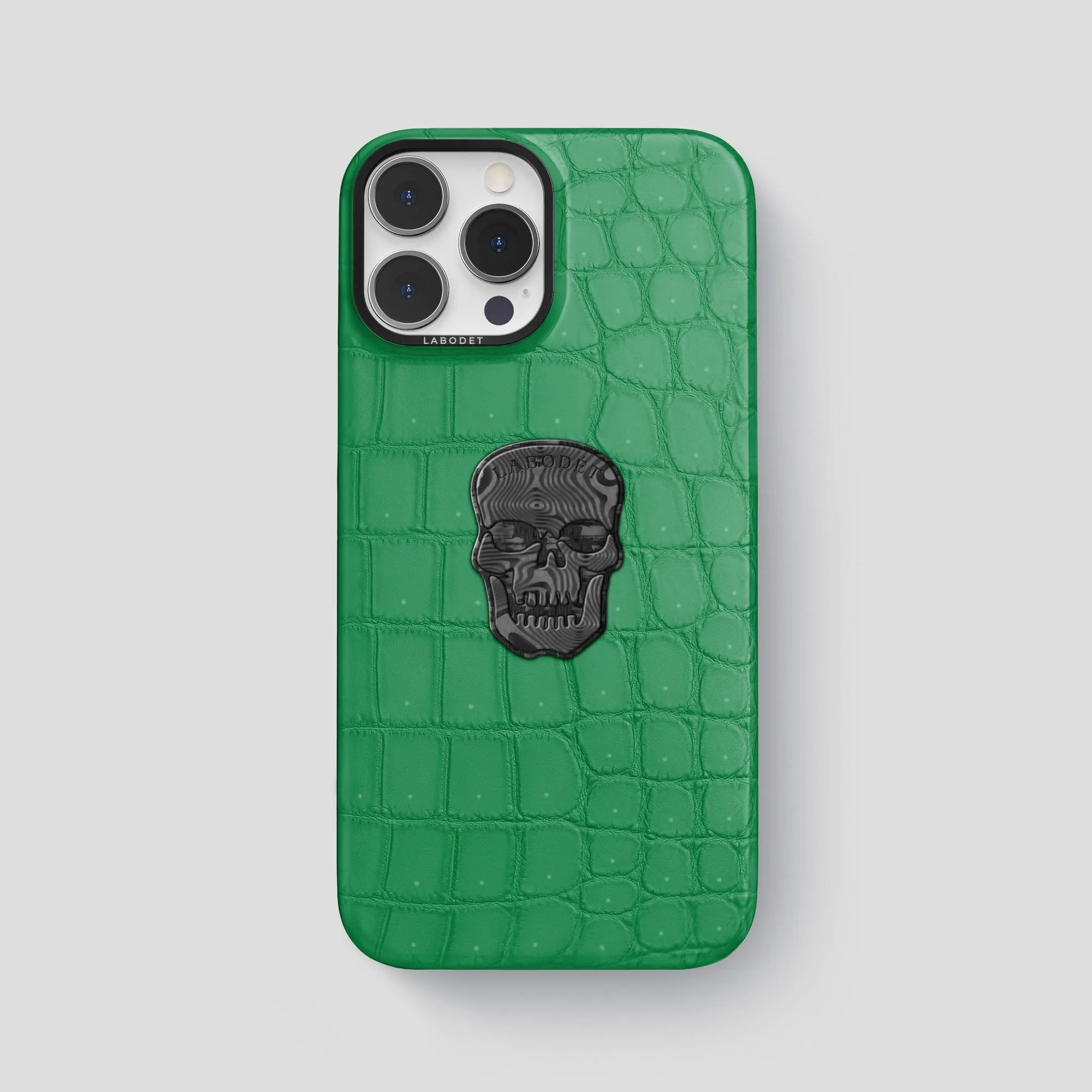 Classic Case with Carbon Skull For iPhone 13 Pro Max In Porosus Crocodile