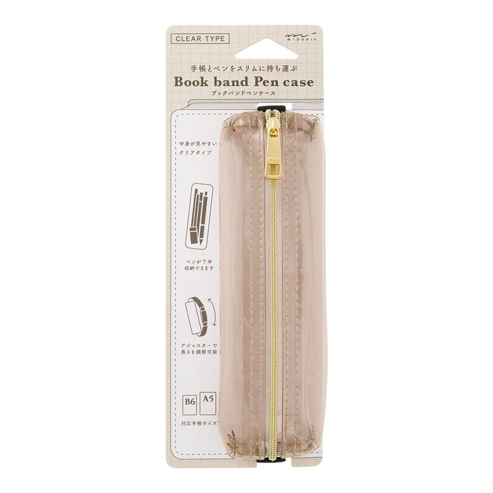 CLEAR  Midori Book Band Pen Case B6-A5 Midori Pen Case Canvas Pen Case Adjustable Midori Adjustable Pencil Case