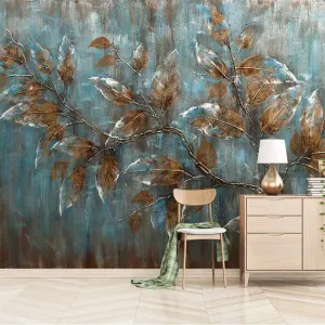 Custom Mural Wallpaper Oil Painting Effect Tree Leaves (㎡)