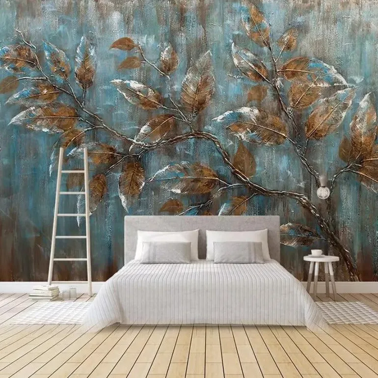 Custom Mural Wallpaper Oil Painting Effect Tree Leaves (㎡)