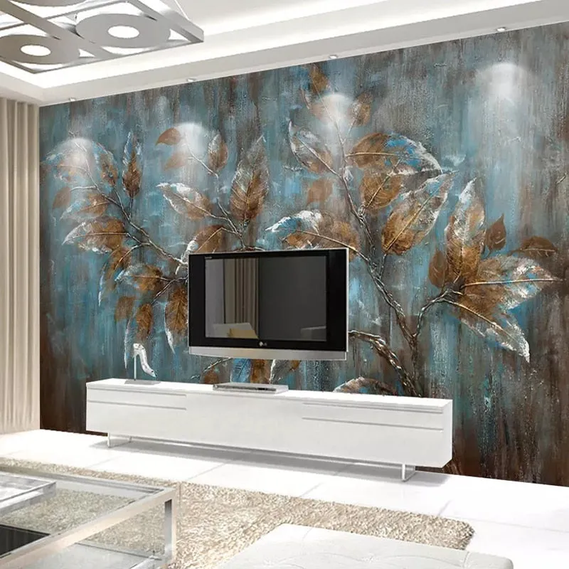 Custom Mural Wallpaper Oil Painting Effect Tree Leaves (㎡)