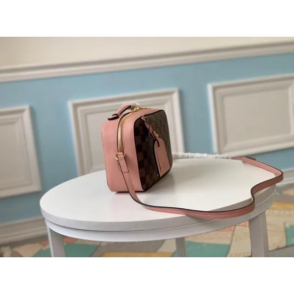 Damier Azur Canvas Saintonge Top Handle Bag N40155 Pink 2019 Collection