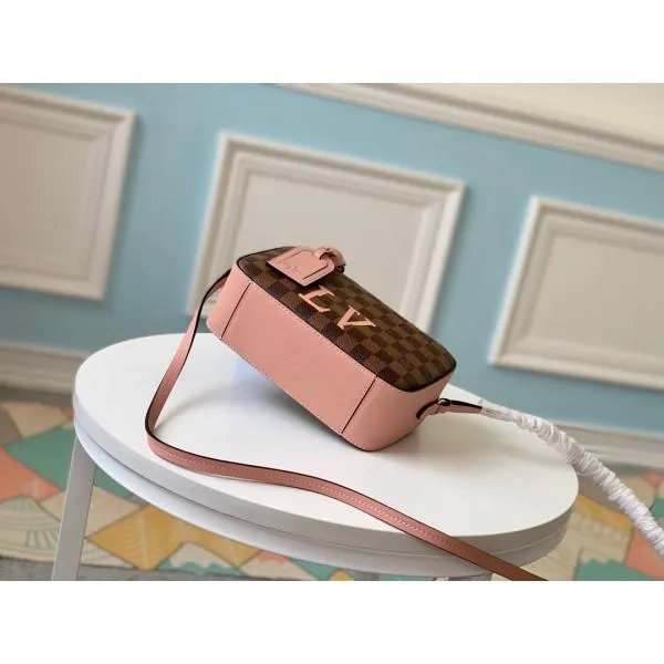 Damier Azur Canvas Saintonge Top Handle Bag N40155 Pink 2019 Collection