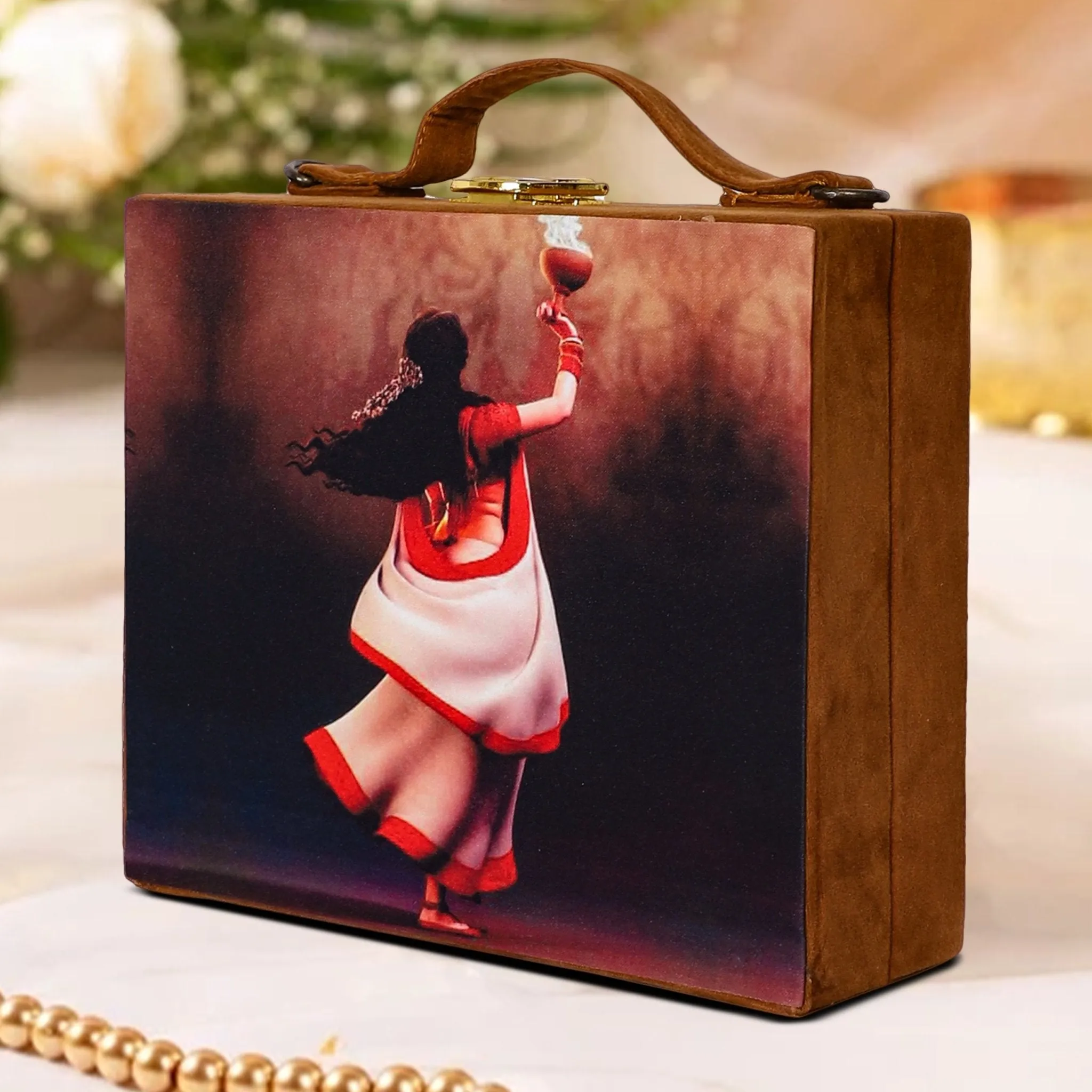 Dhunuchi Suede Evening Clutch