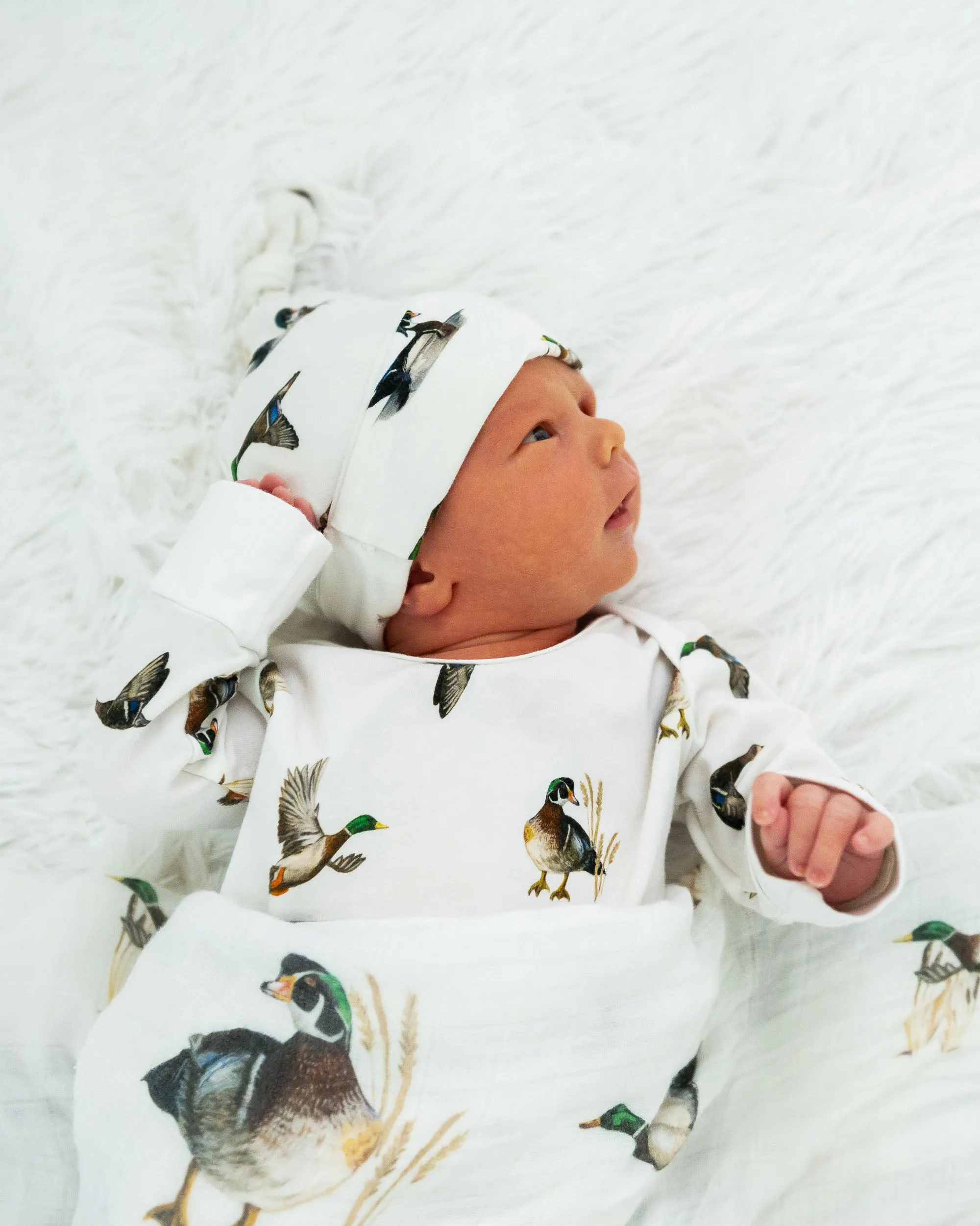 Diving Ducks Newborn Gown and Hat