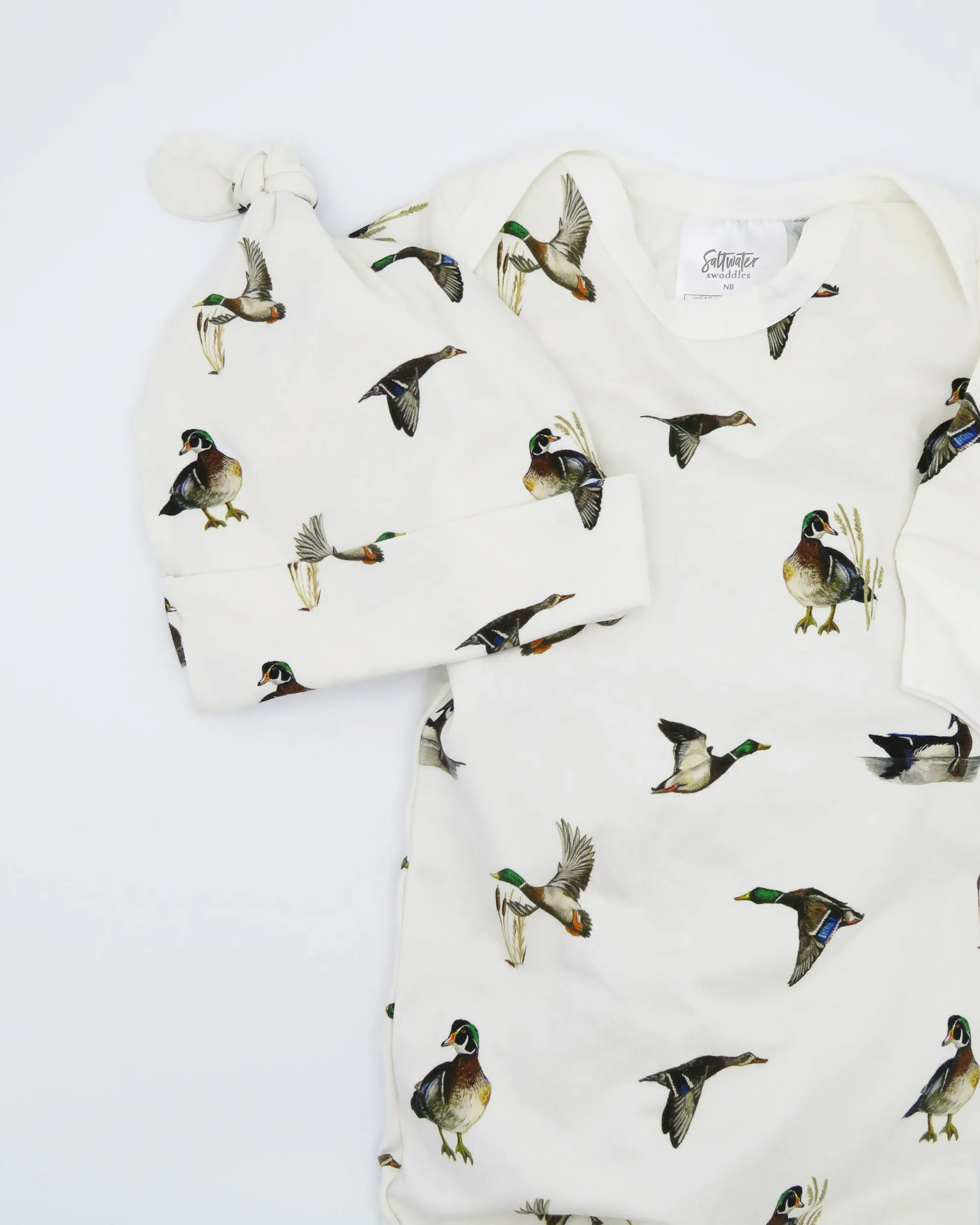 Diving Ducks Newborn Gown and Hat