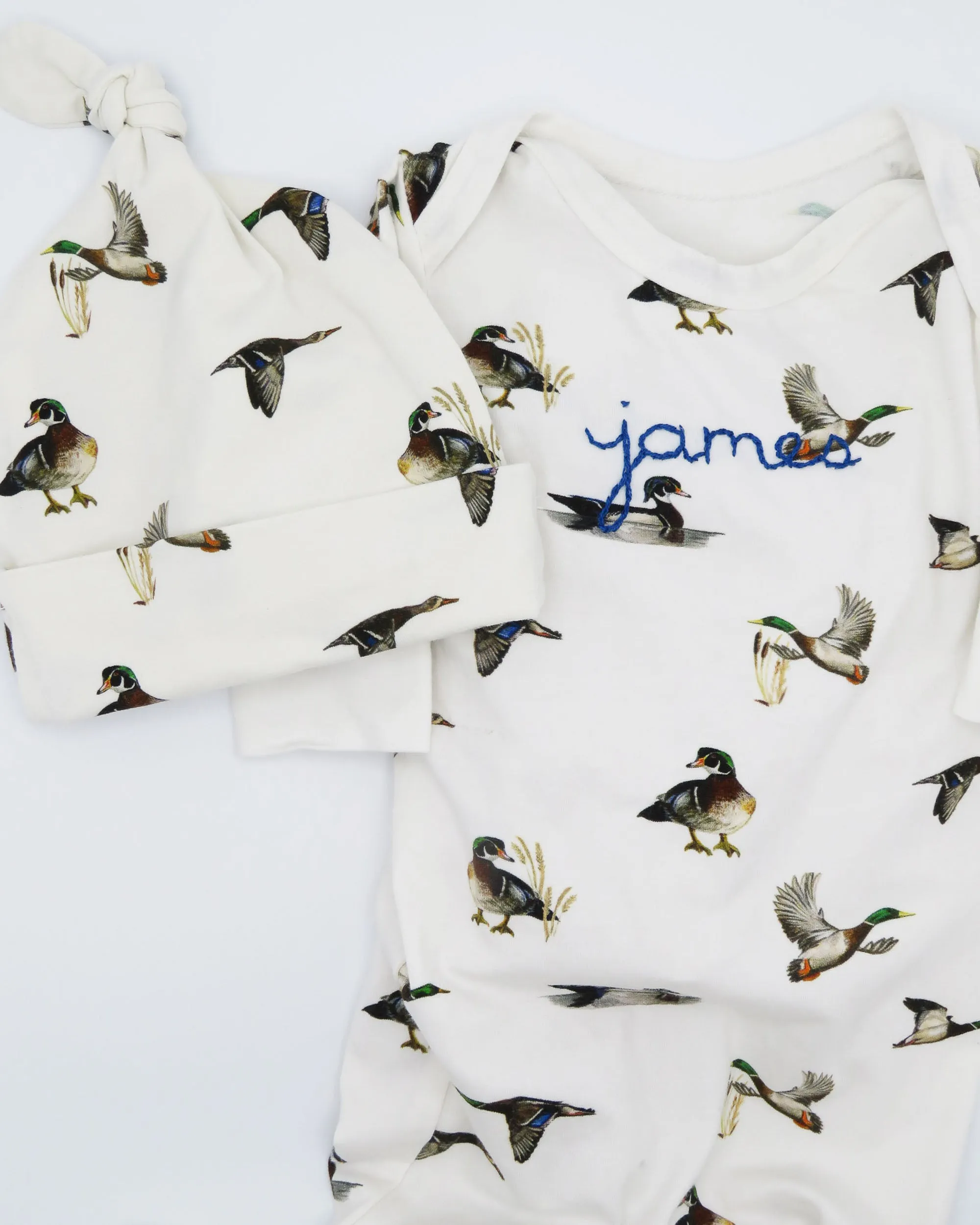 Diving Ducks Newborn Gown and Hat