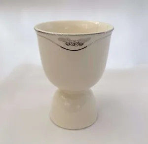 Double Egg Cup Silver Rose Pattern - Vintage