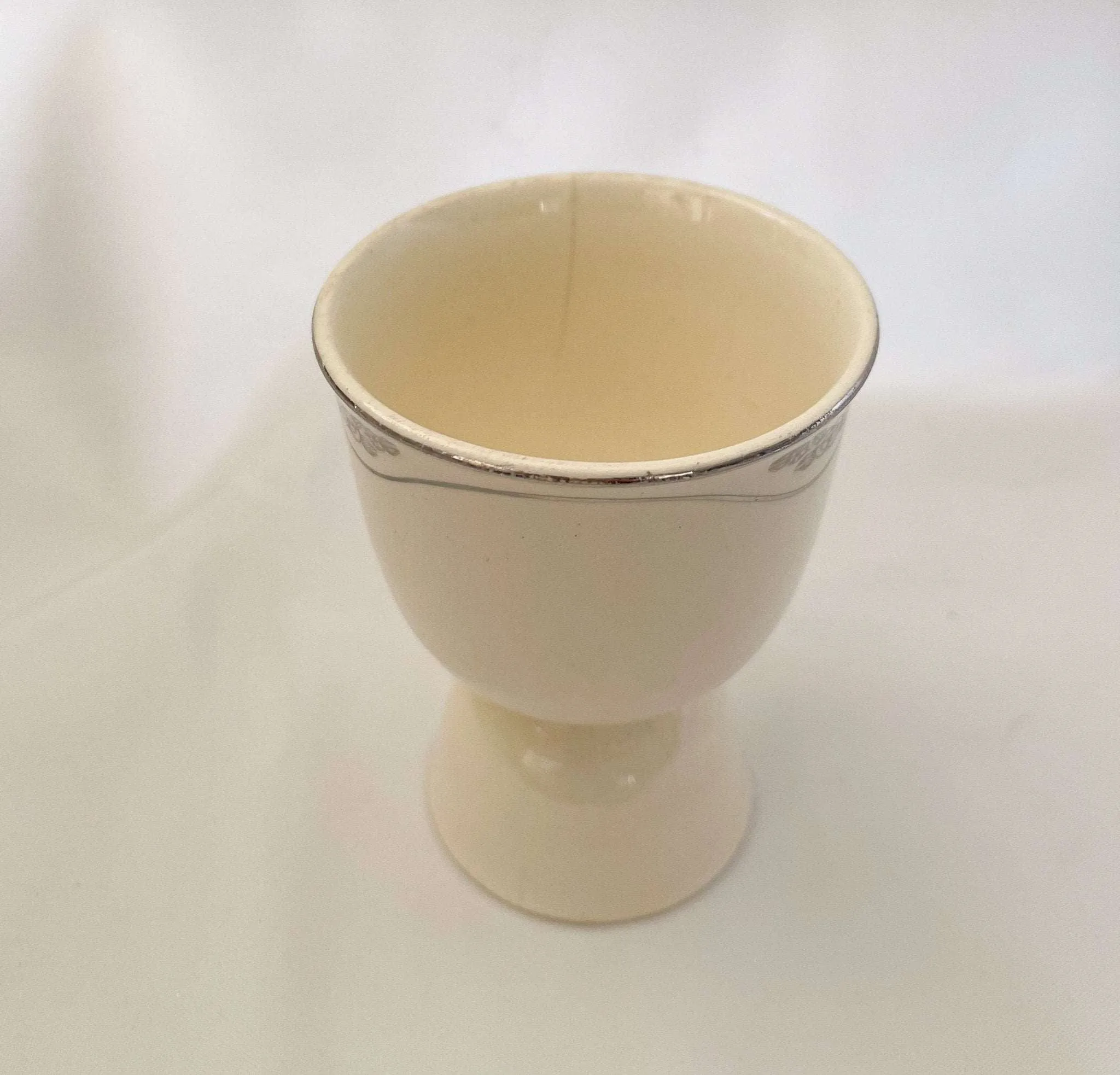Double Egg Cup Silver Rose Pattern - Vintage