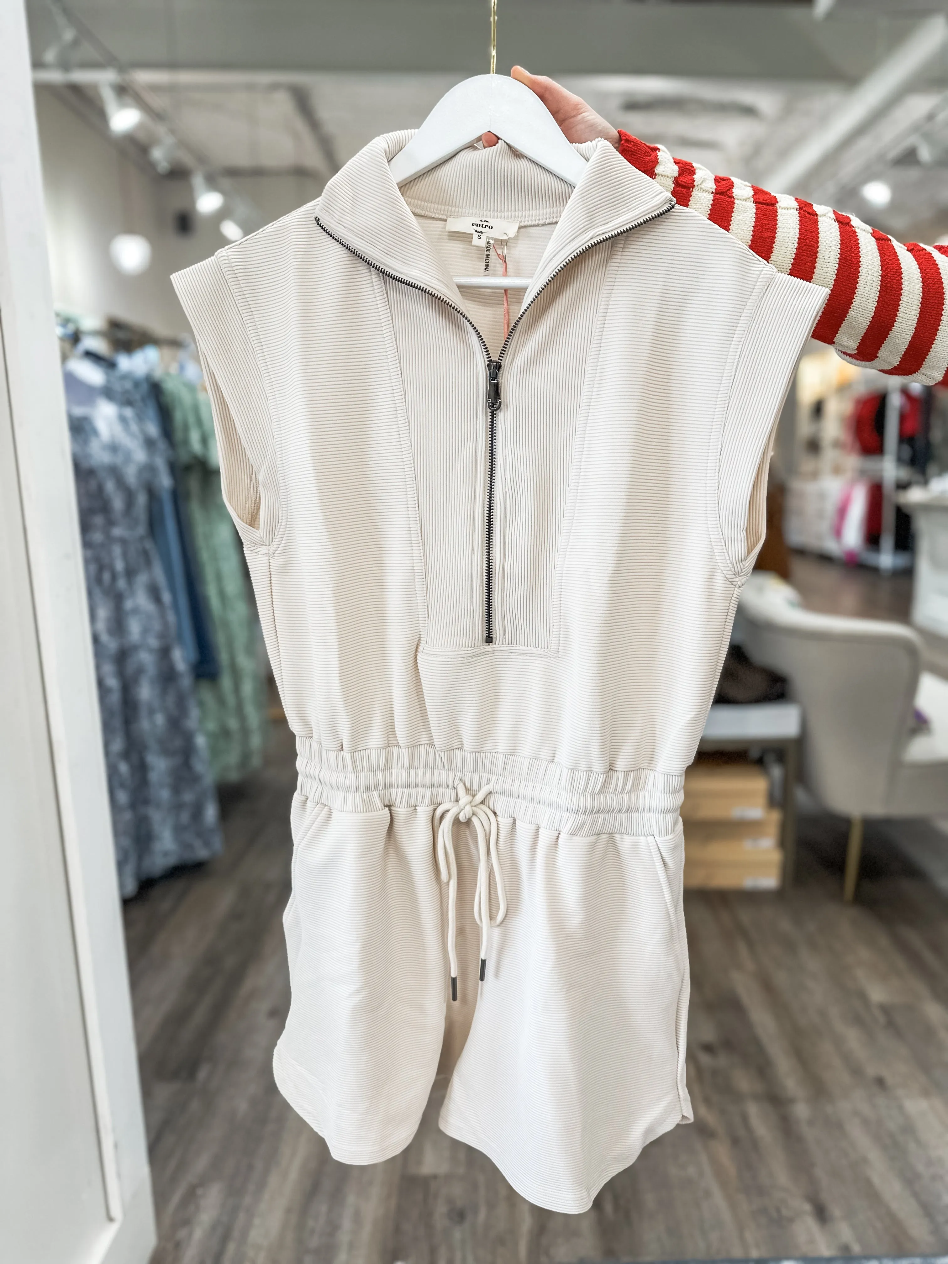 Ecru On The Run Athleisure Romper