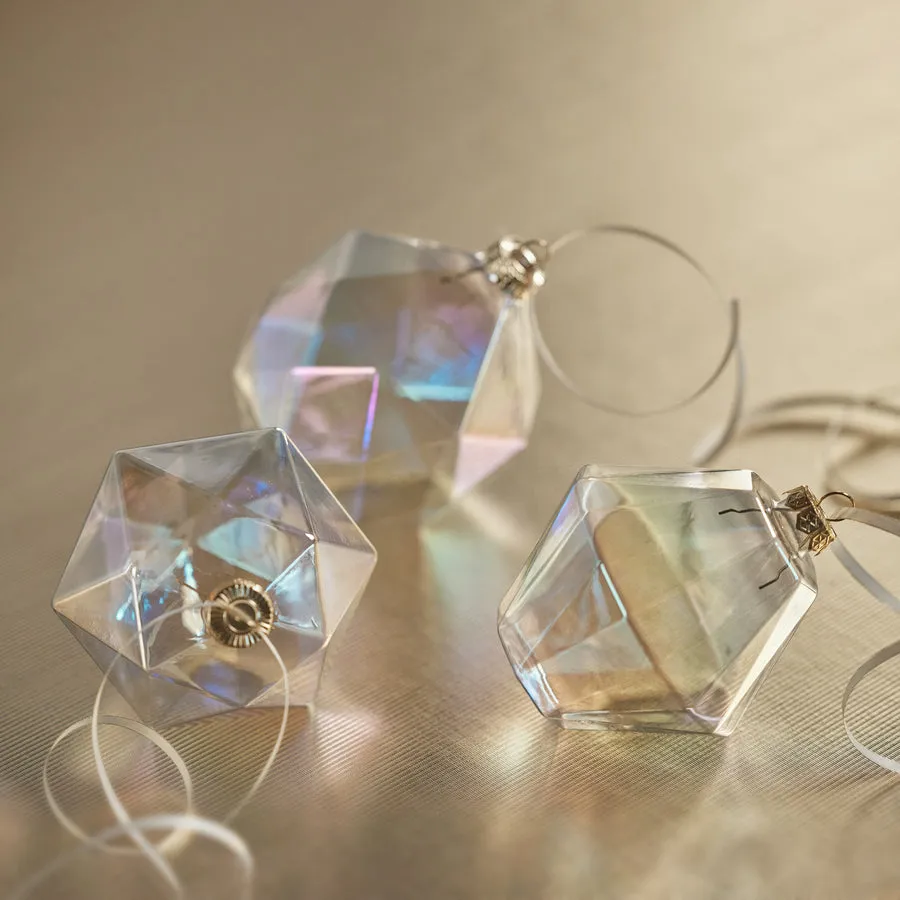 Faceted Glass Ornament - Clear Luster