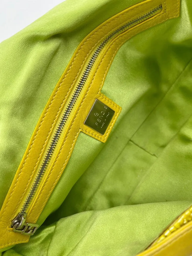 Fendi Gialla Yellow Beaded Baguette Bag