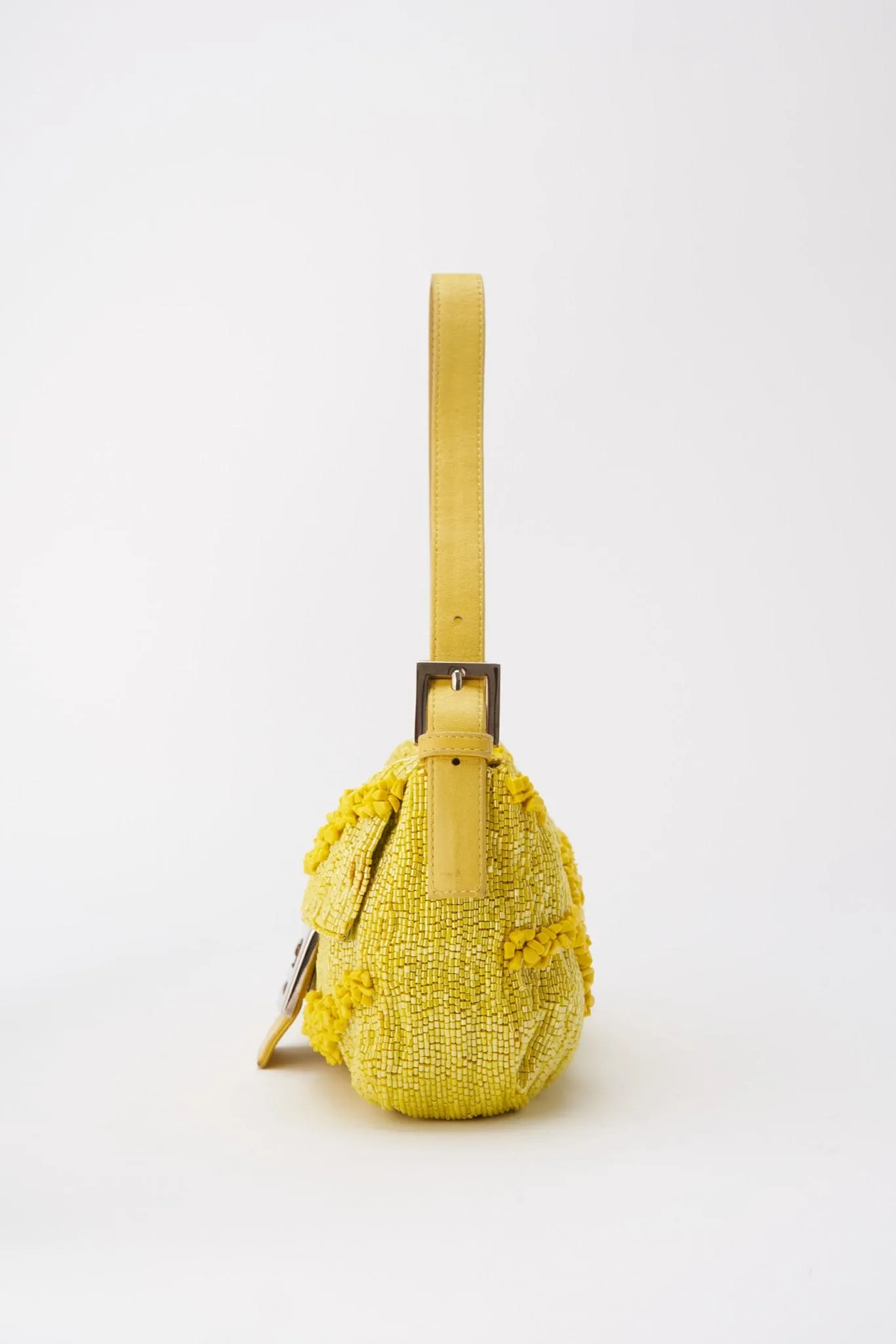 Fendi Gialla Yellow Beaded Baguette Bag