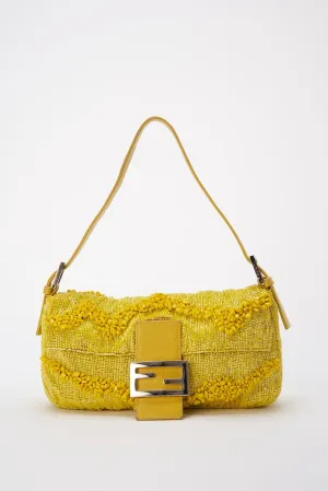 Fendi Gialla Yellow Beaded Baguette Bag