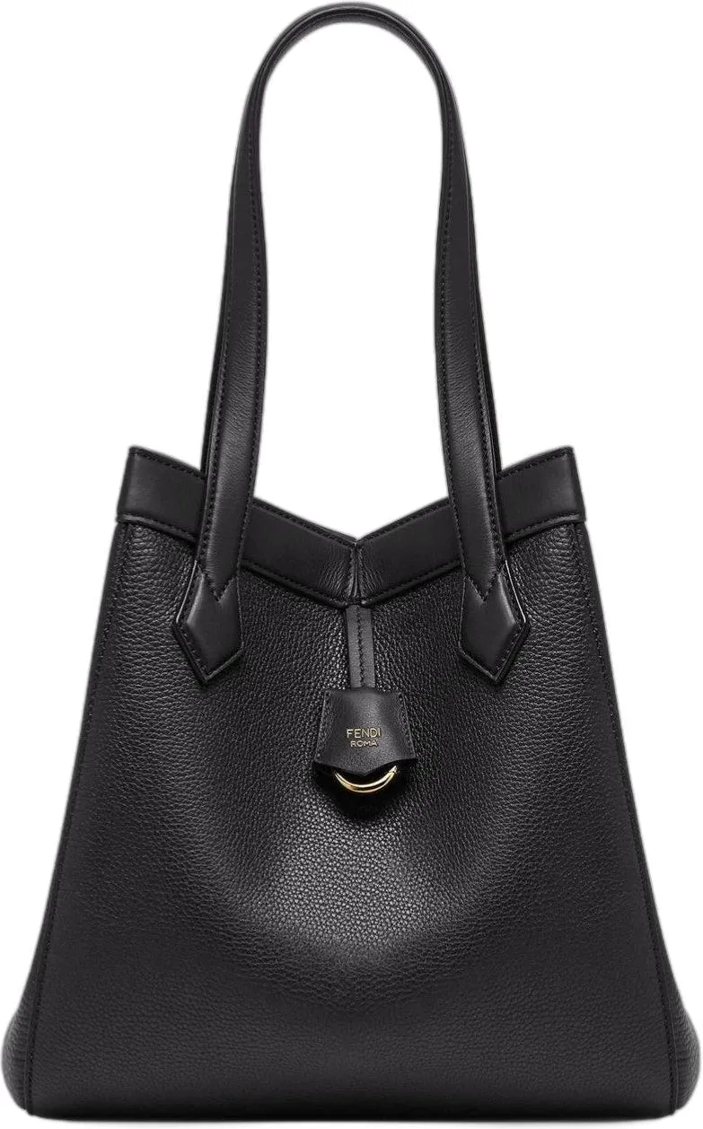 FENDI ORIGAMI PEBBLED LEATHER TOTE