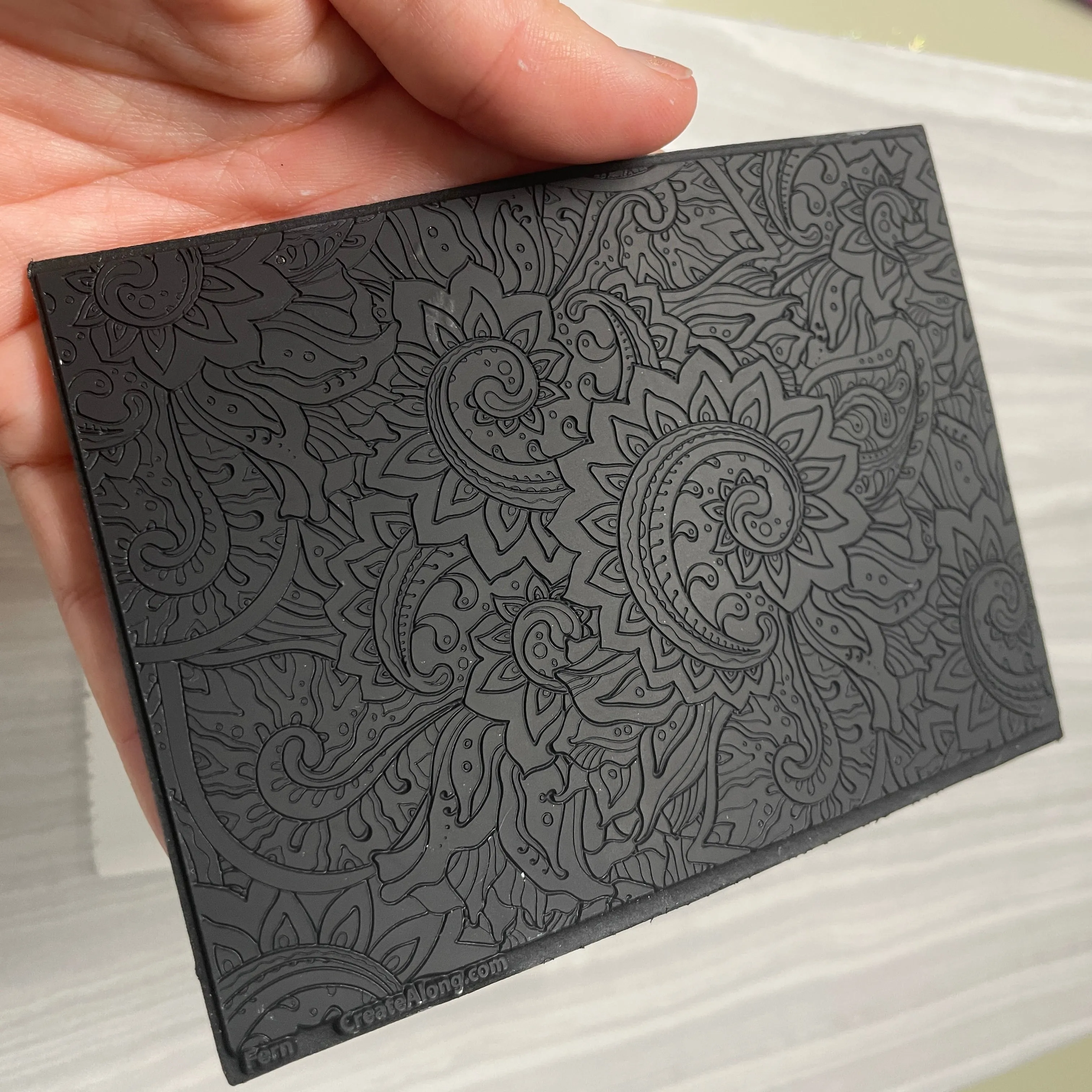 Fern Swirling botanical Rubber Stamp Texture Sheet Mat fine line clay stamp