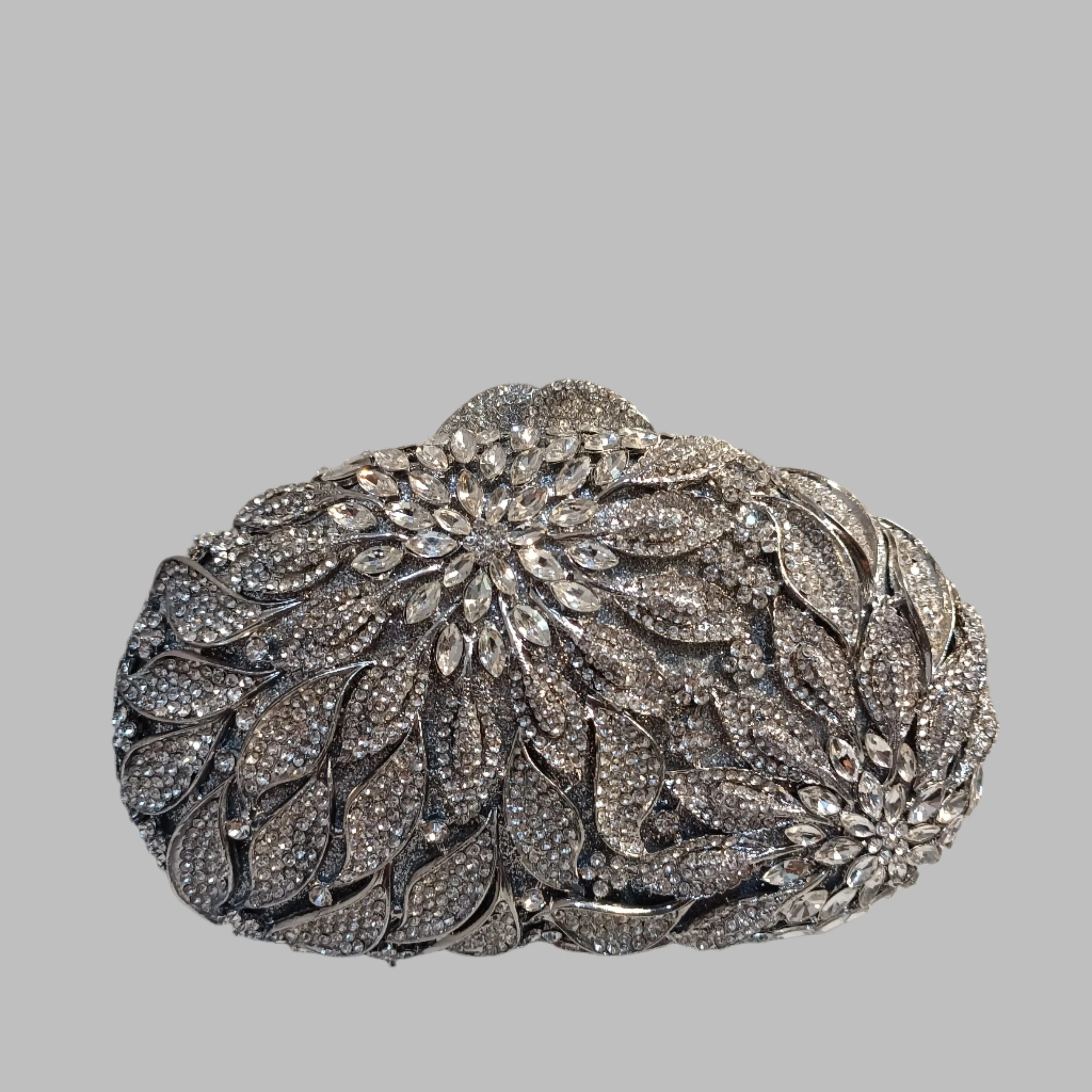 Floral Diamond Crystal Toted Evening Prom Clutch Bag