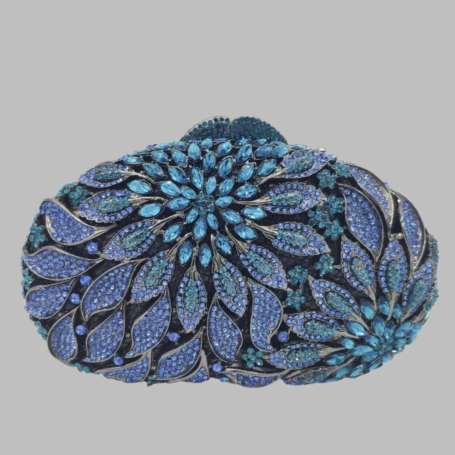 Floral Diamond Crystal Toted Evening Prom Clutch Bag