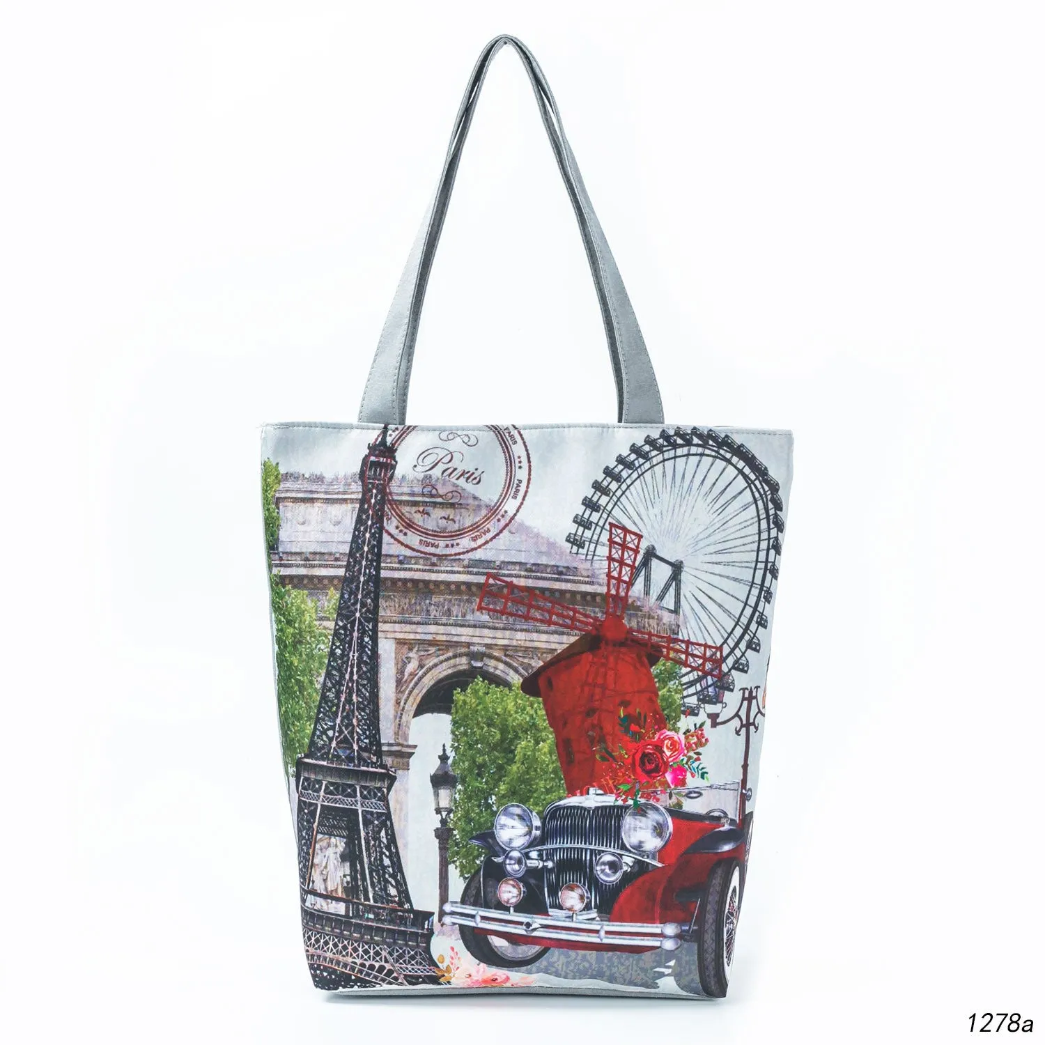 Floral Print Women Shoulder Canvas Shopping Tote Bag