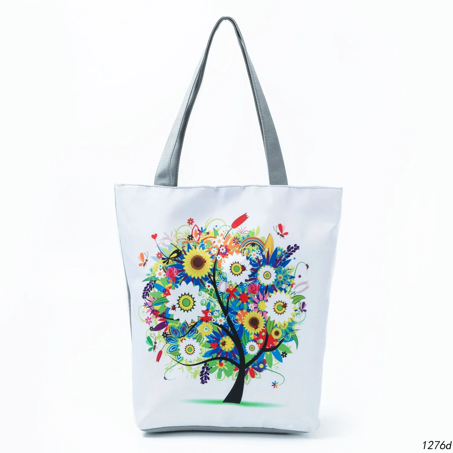 Floral Print Women Shoulder Canvas Shopping Tote Bag