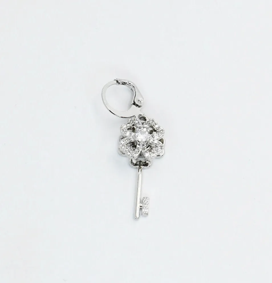 Flower Key Charm Silver CH-43