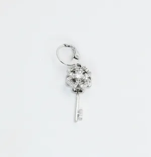 Flower Key Charm Silver CH-43