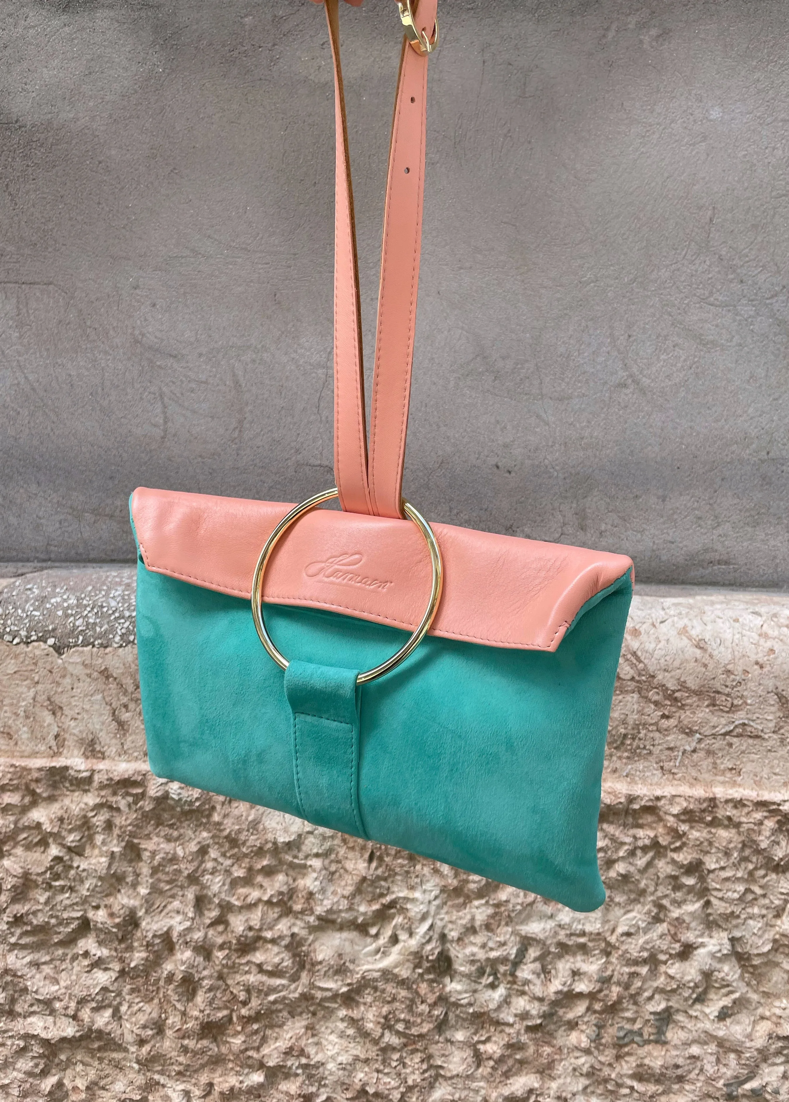 FOLDOVER O-RING BAG TURQOUISE/STRAWBERRY