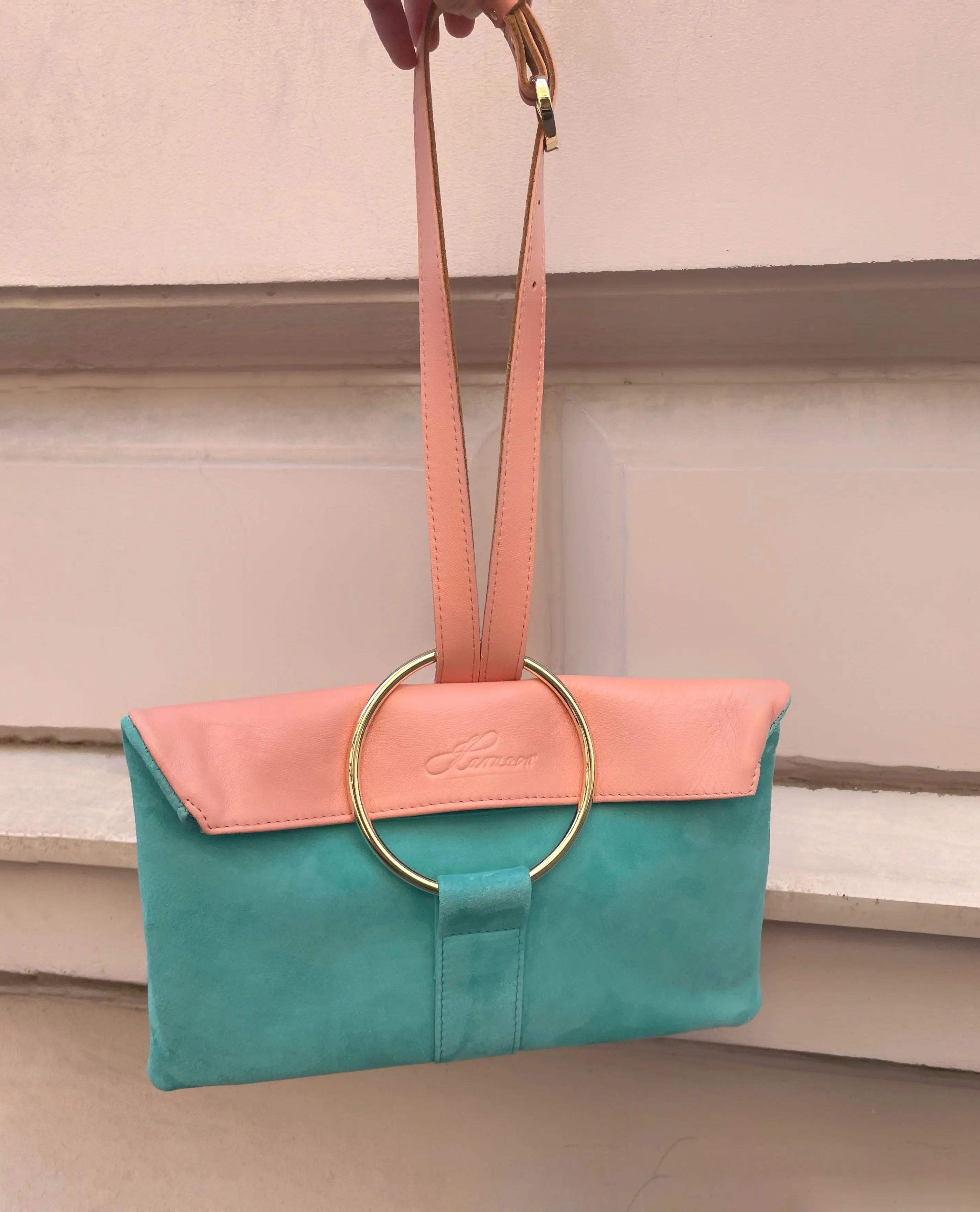 FOLDOVER O-RING BAG TURQOUISE/STRAWBERRY