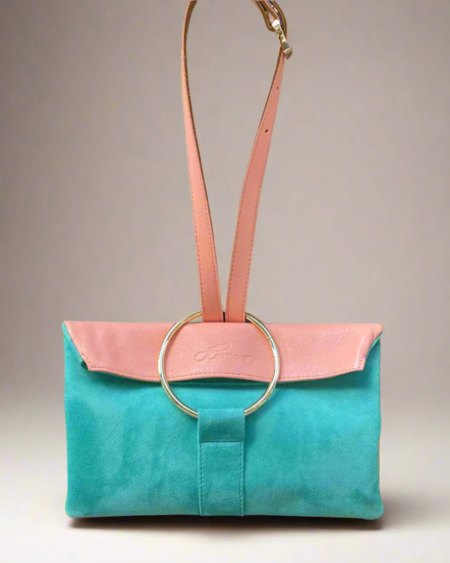 FOLDOVER O-RING BAG TURQOUISE/STRAWBERRY