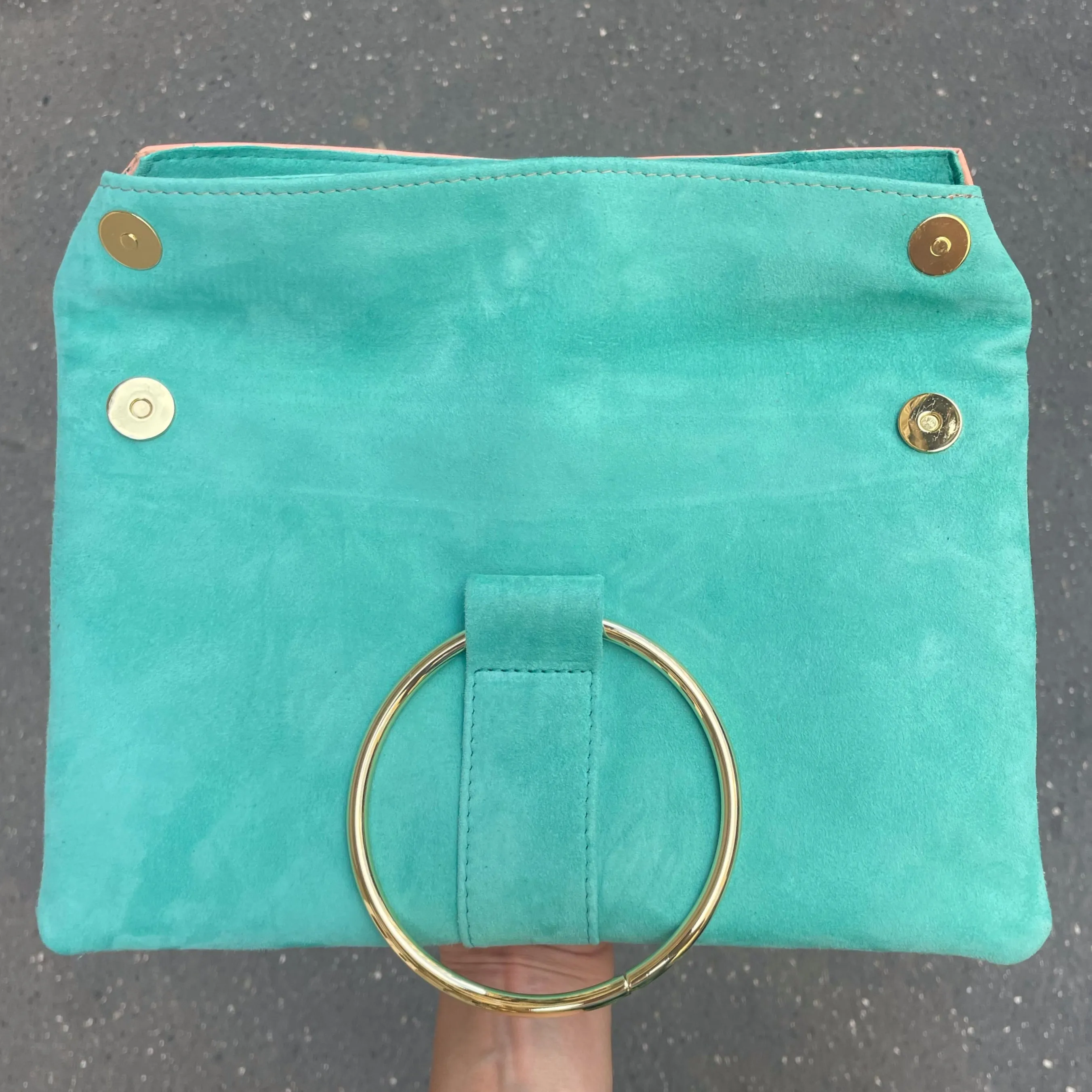 FOLDOVER O-RING BAG TURQOUISE/STRAWBERRY