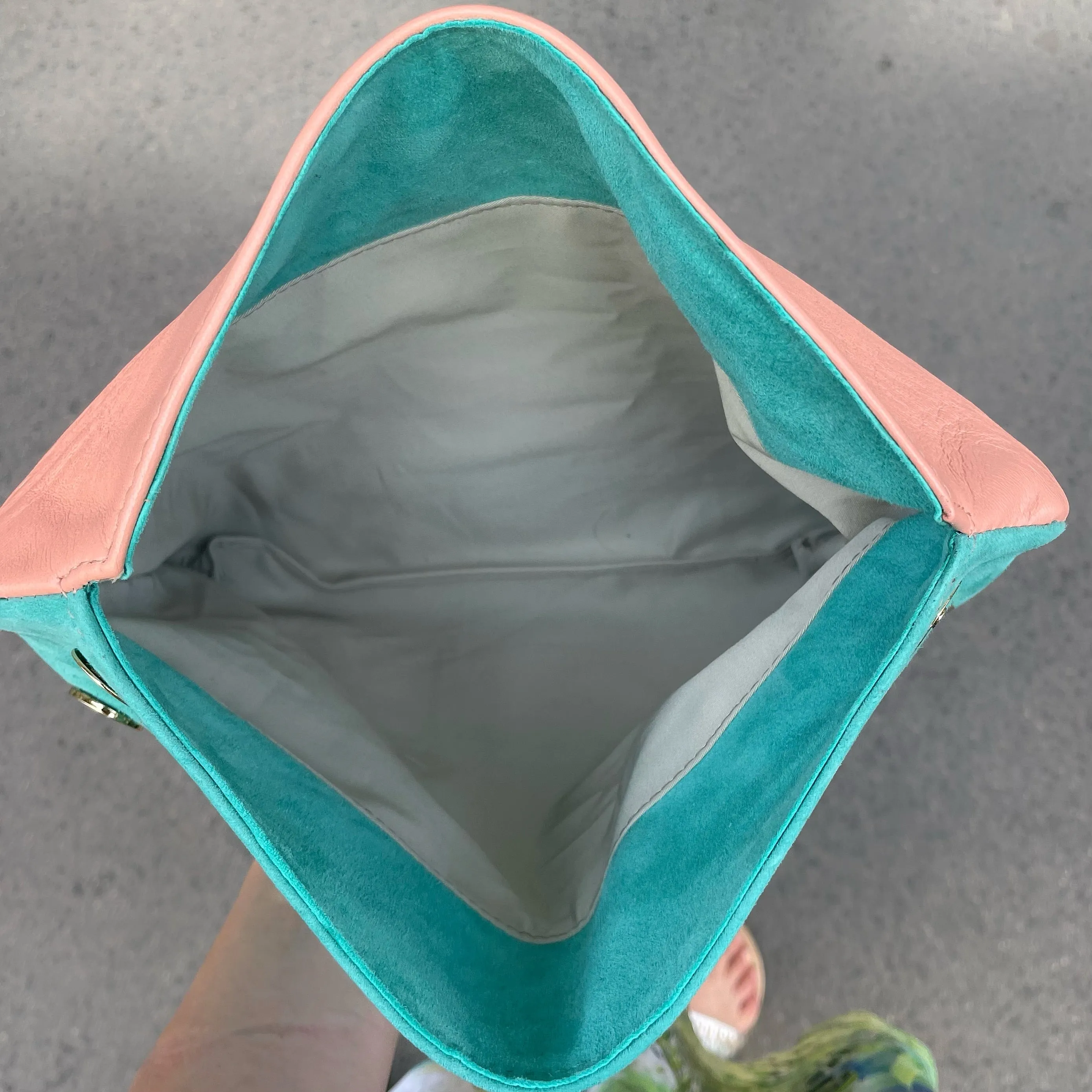 FOLDOVER O-RING BAG TURQOUISE/STRAWBERRY