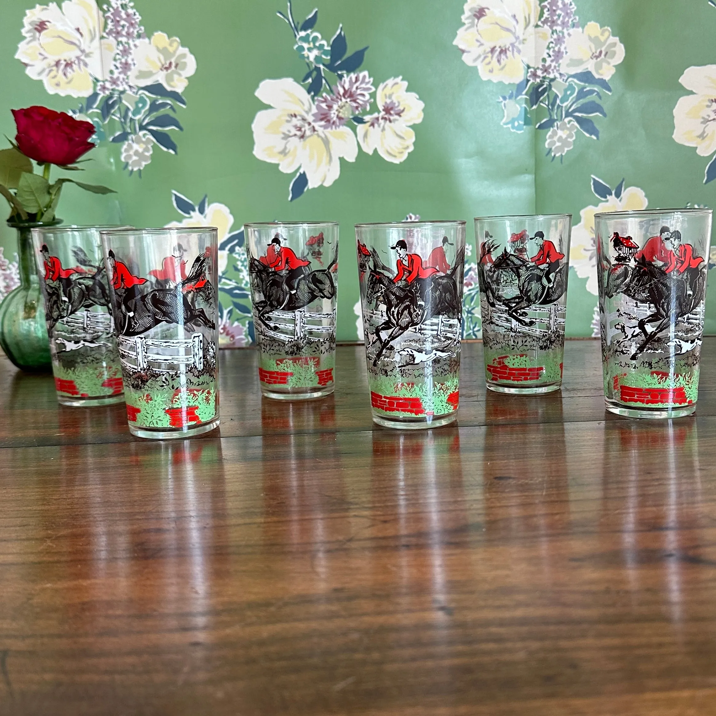 Fox Hunting Water Glasses, Set of 6
