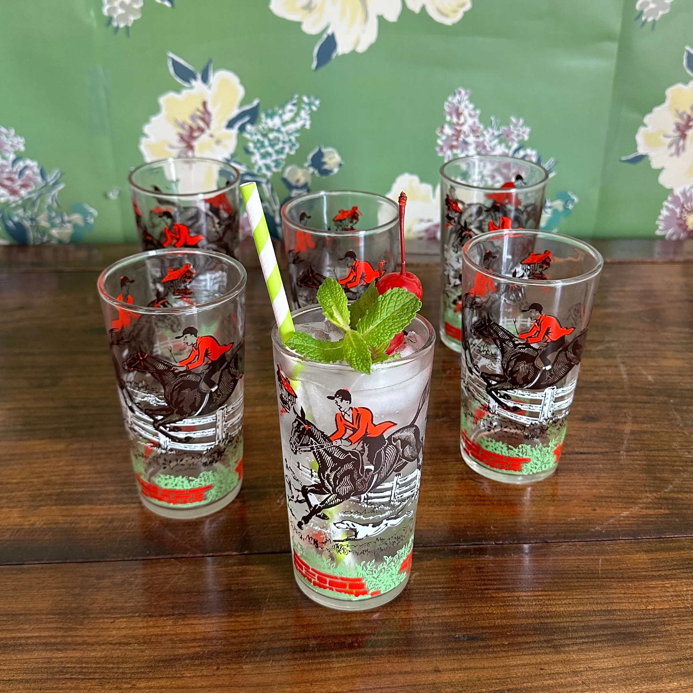 Fox Hunting Water Glasses, Set of 6