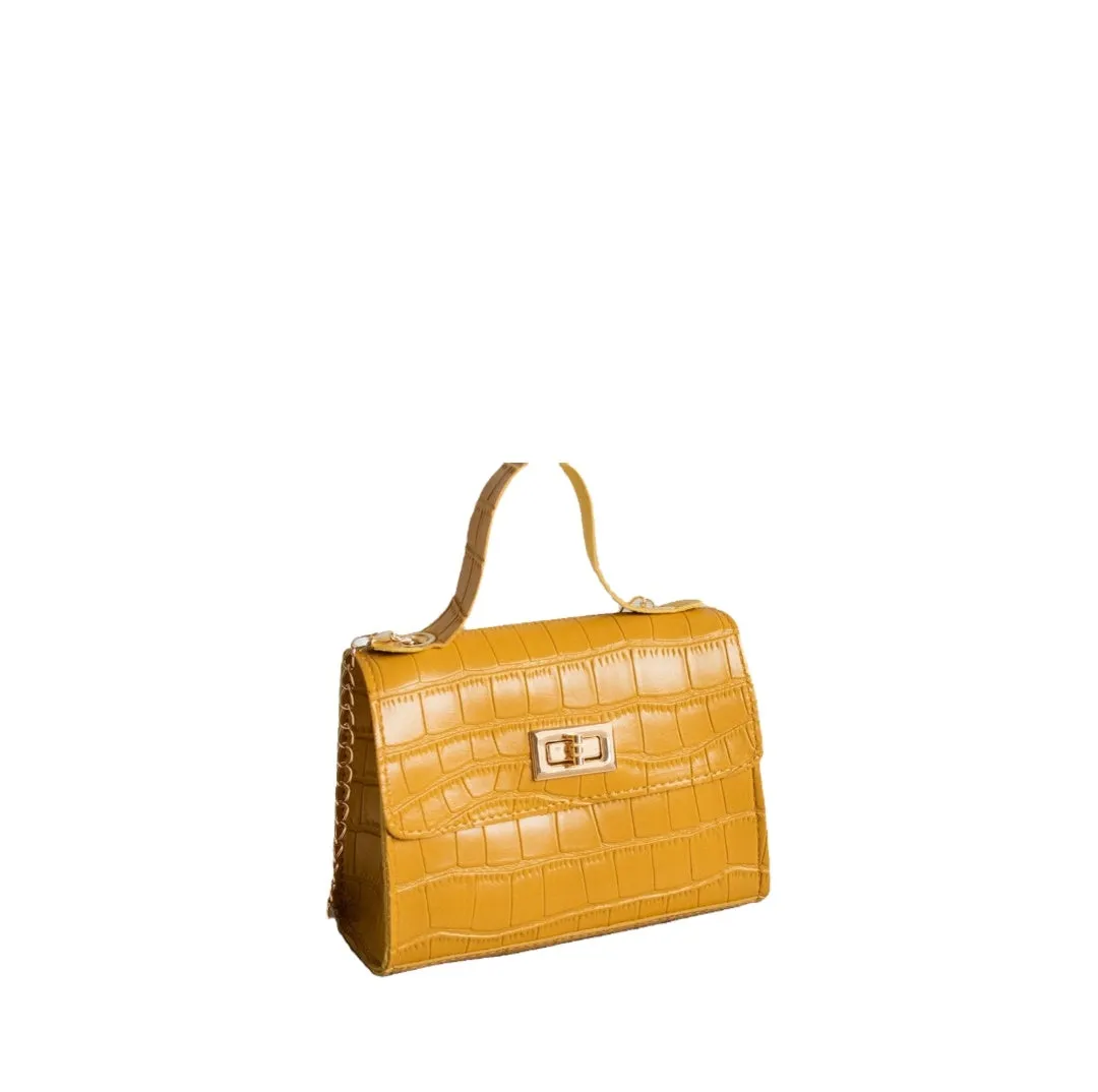 Frame Bag With Soft Loop Handle And Chain Shoulder Strap With Tourette Like Closure