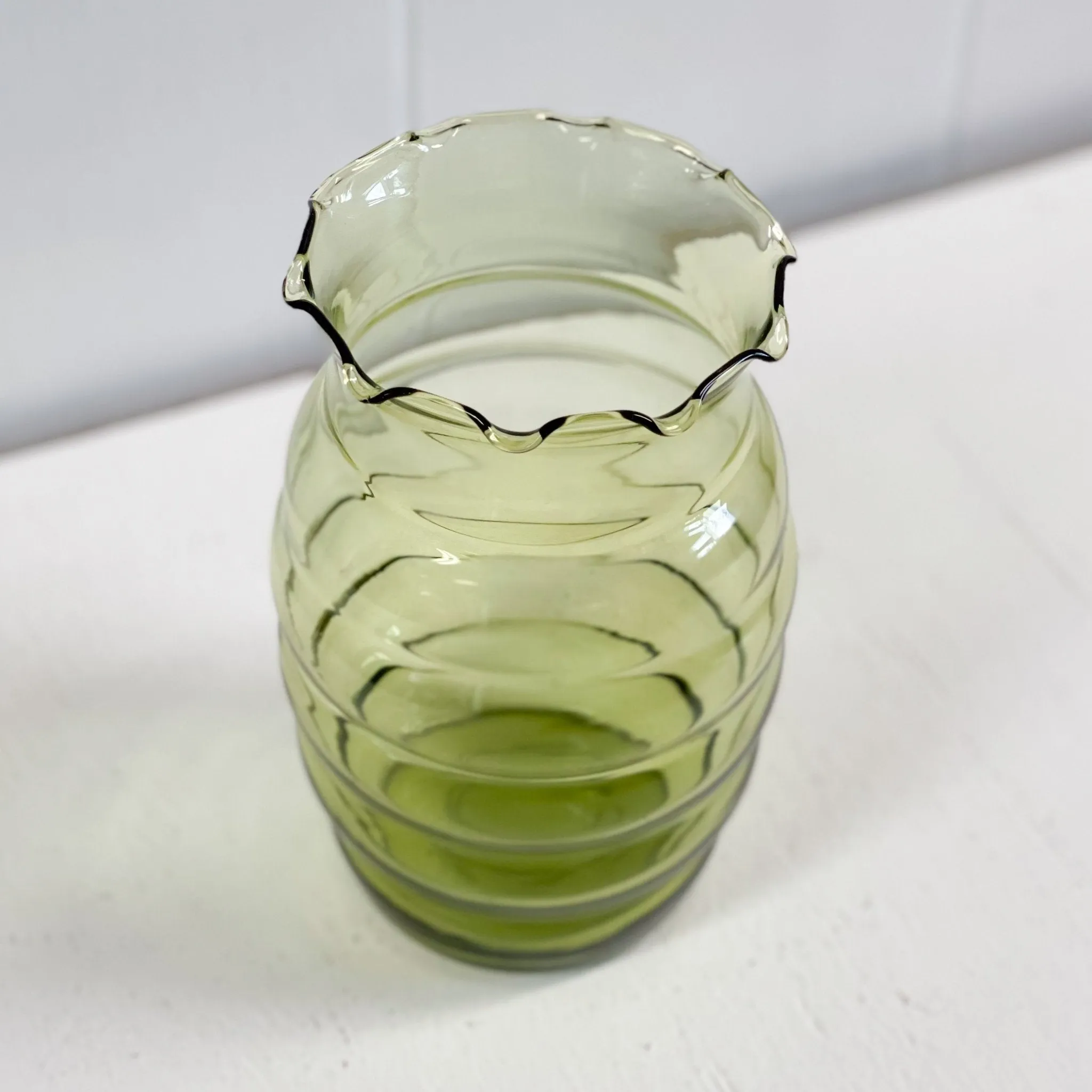 Green Beehive Vase - Anchor Hocking - Vintage
