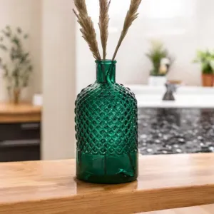 Green Diamond Textured Glass Vase