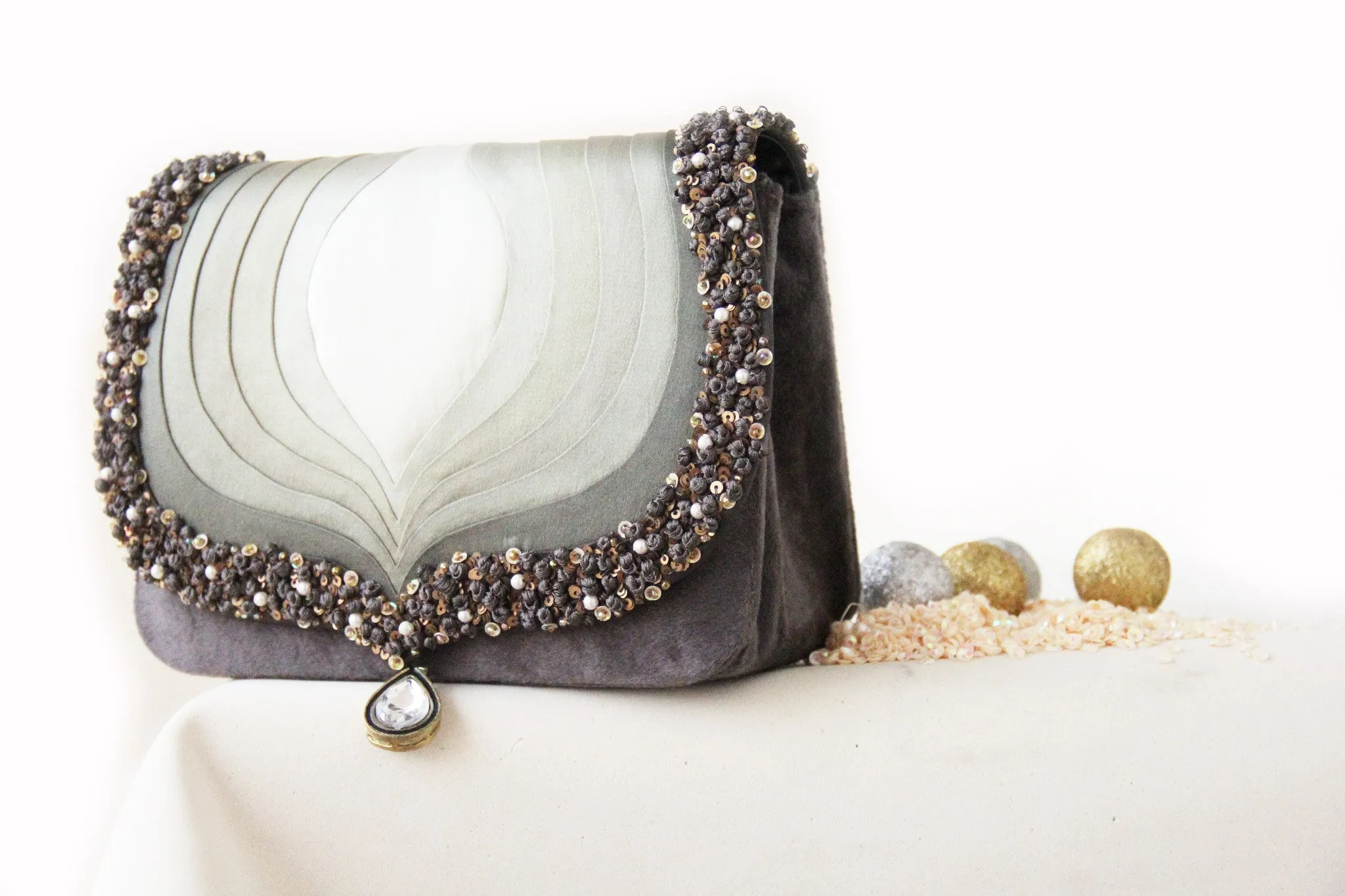 Grey Taj Clutch