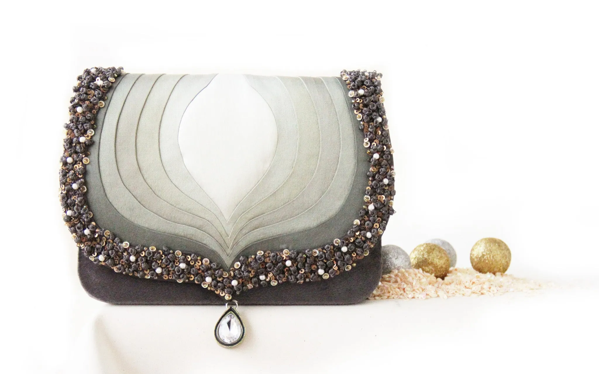 Grey Taj Clutch