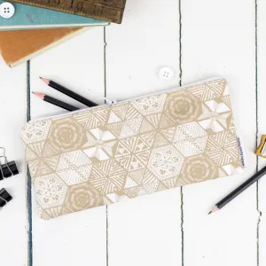 Hexie Doodle Taupe Pencil Case