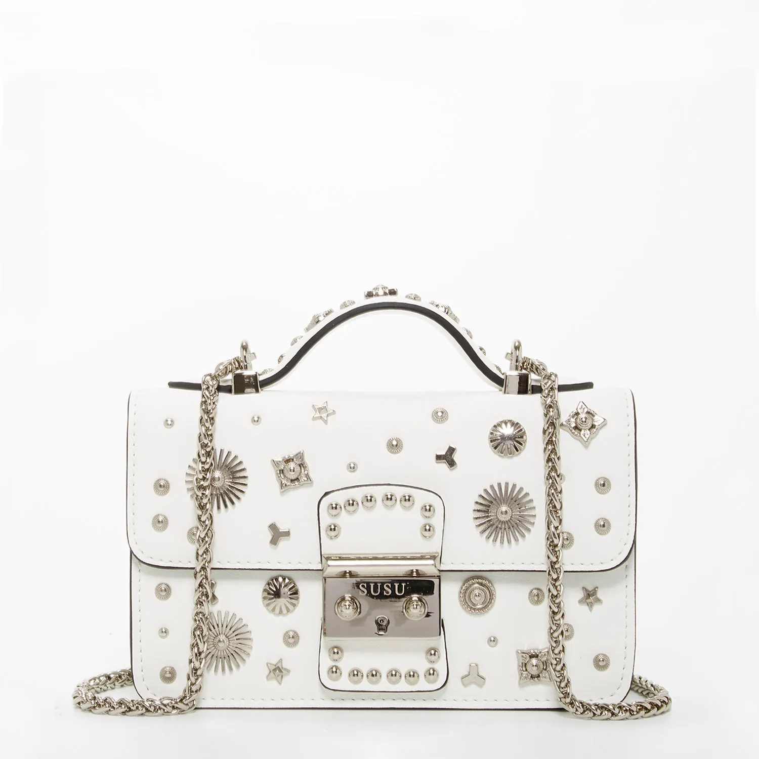 Hollywood White Leather Crossbody White