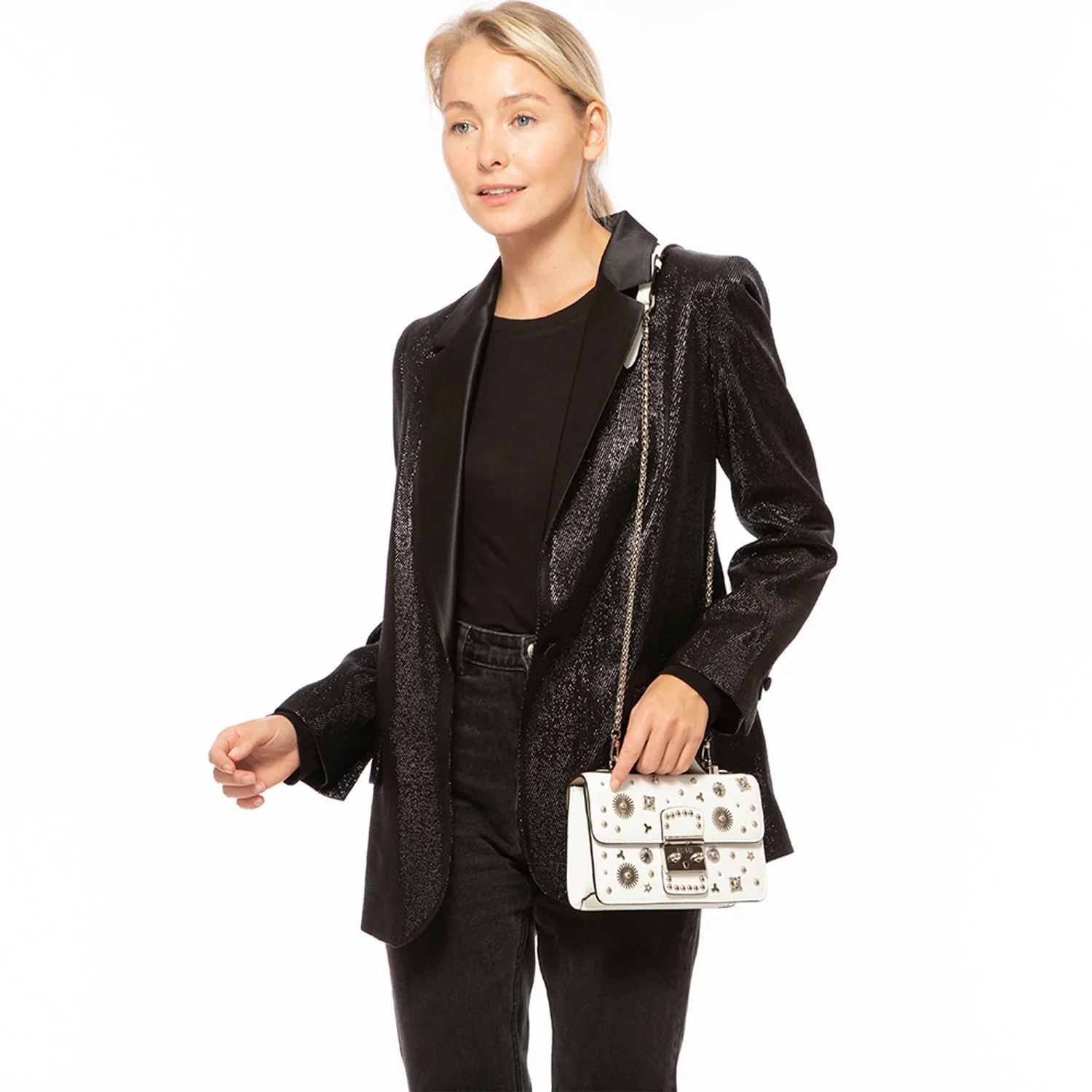 Hollywood White Leather Crossbody White