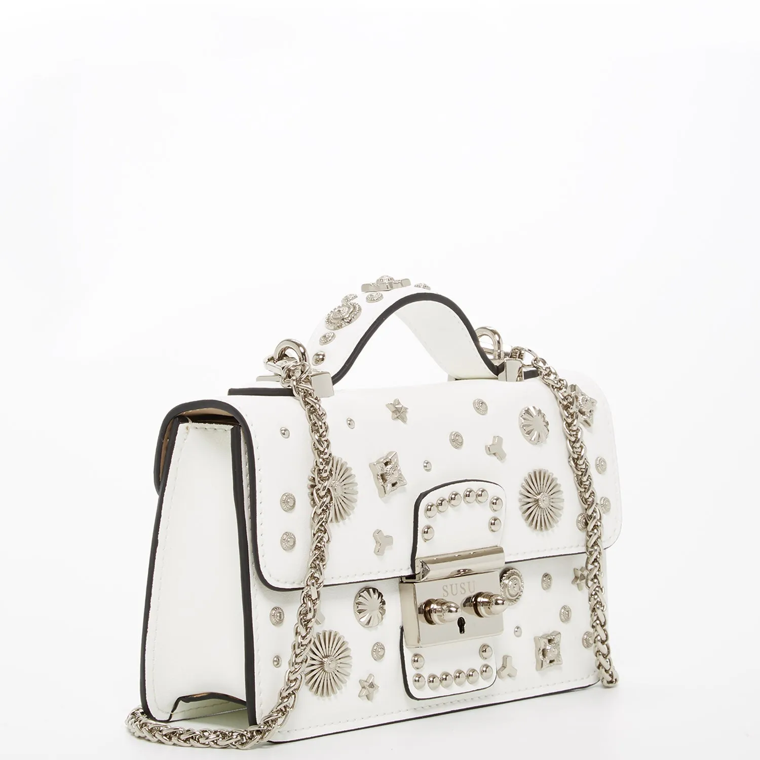 Hollywood White Leather Crossbody White