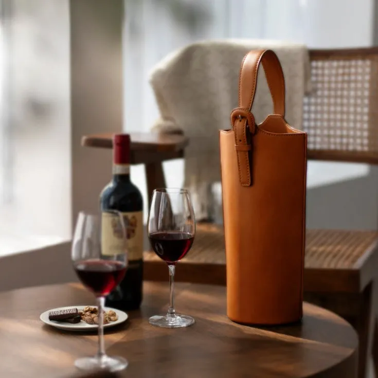Home Collection Leather Bottle Carrier