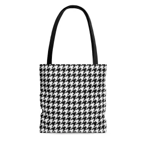 Houndstooth Tote Bag, Black White Cute Canvas Shopping Small Large Travel Reusable Aesthetic Shoulder Bag