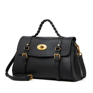 Isadora | Classic Black Leather Satchel – Timeless Elegance & Versatile Luxury